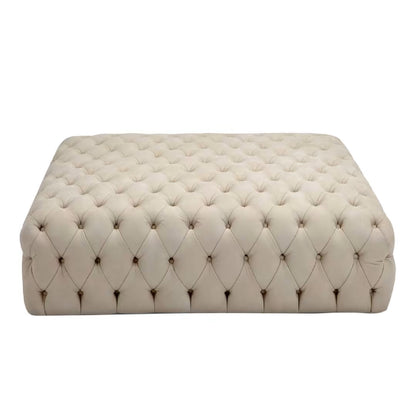 White Large Square Capitonne Pouf by Domingo Salotti