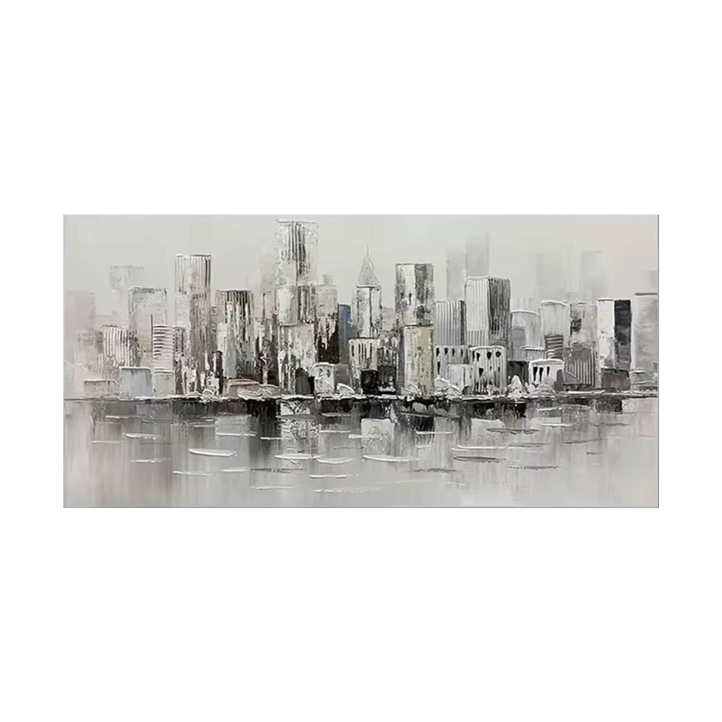 Grey and black city hand painted Manhattan wall art canvas