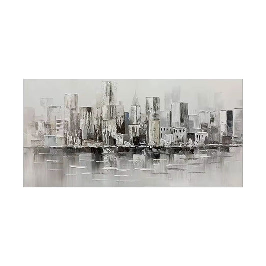 Grey and black city hand painted Manhattan wall art canvas