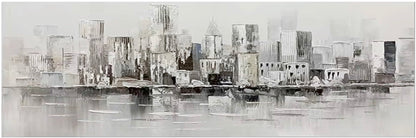 Grey and black city hand painted Manhattan wall art canvas