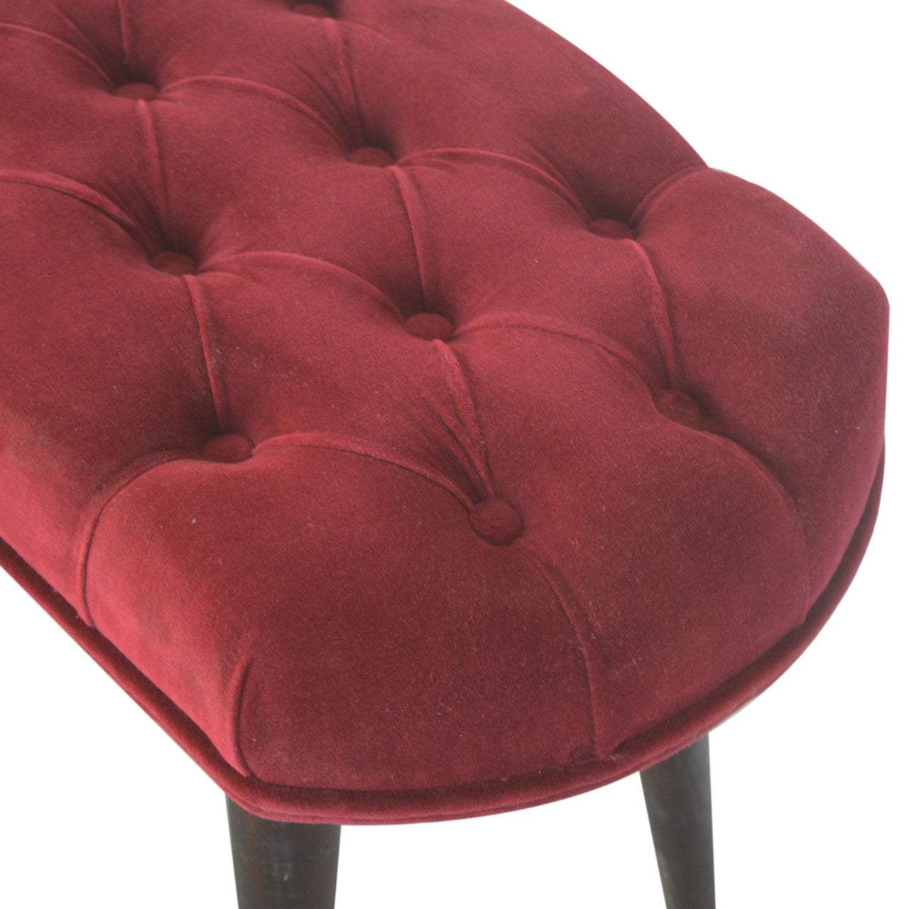 Red velvet online tufted ottoman