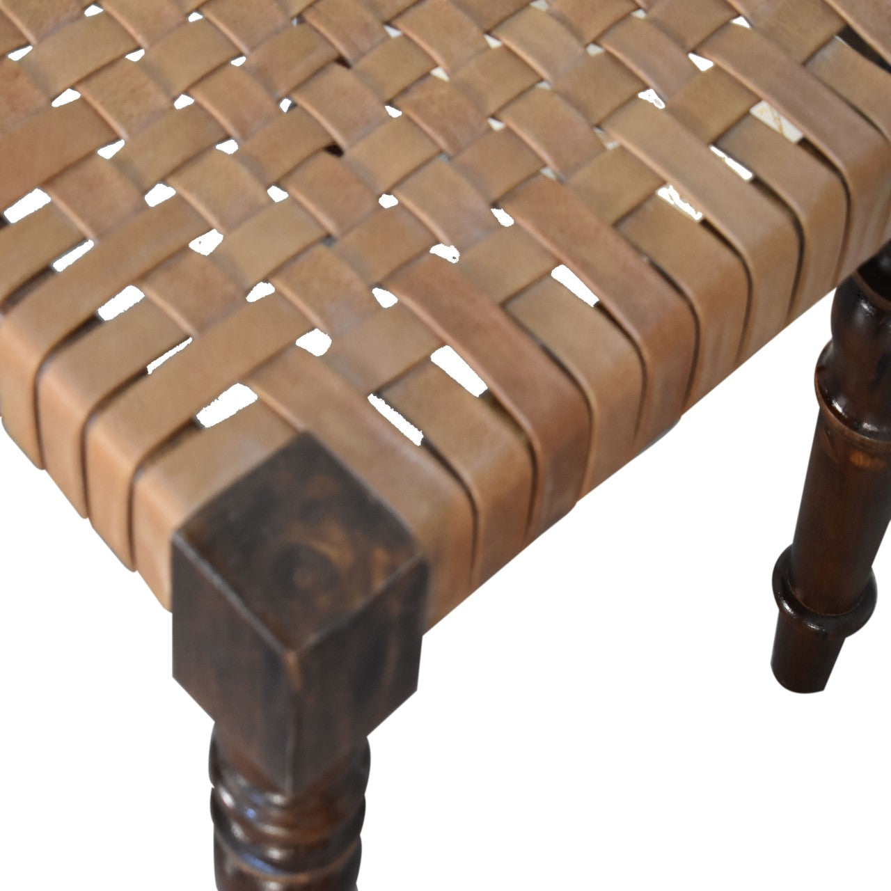 Artisan Woven Leather Footstool