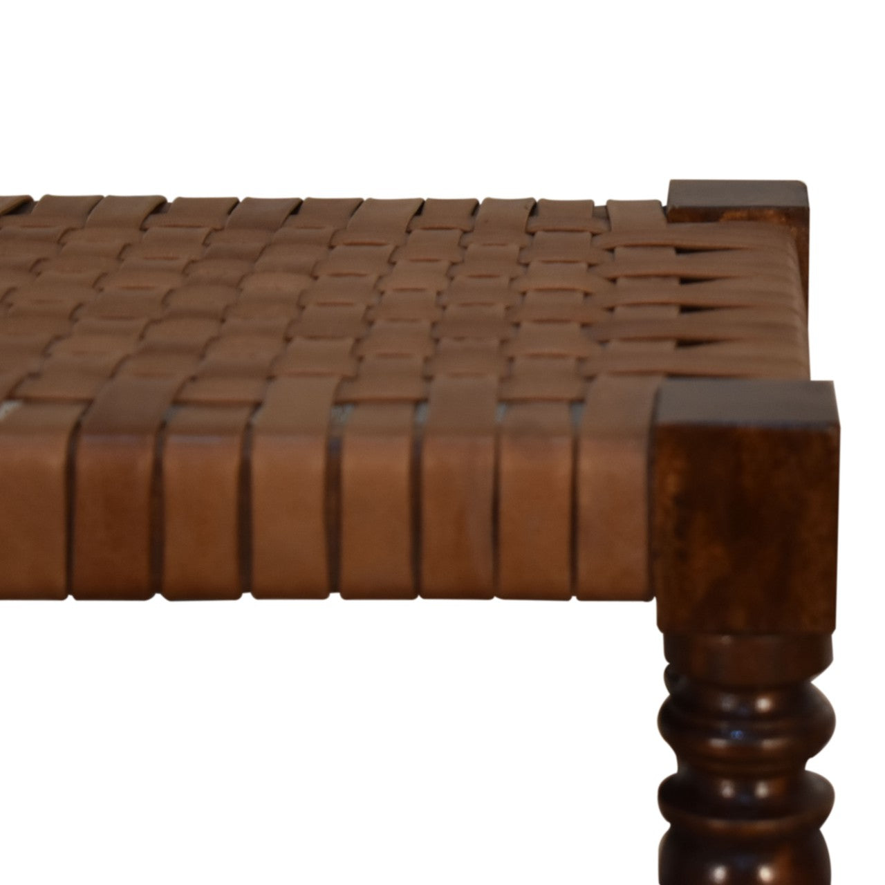 Artisan Woven Leather Footstool