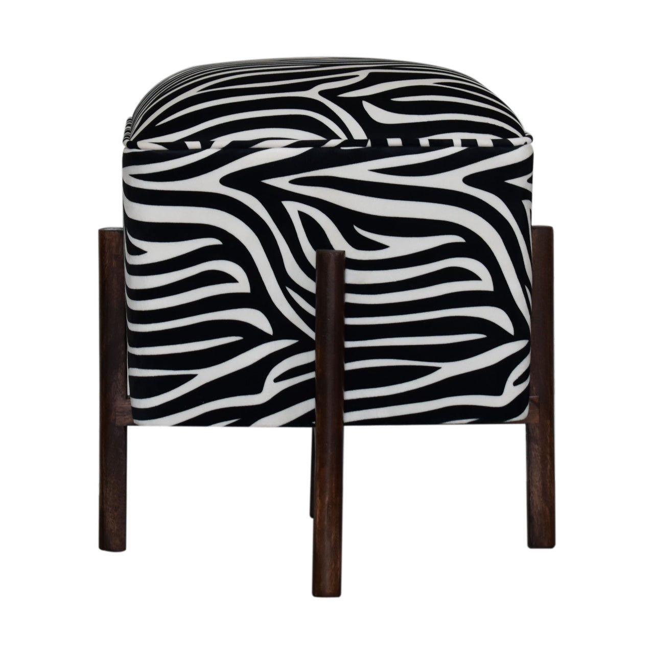 Zebra Solid Wood Footstool