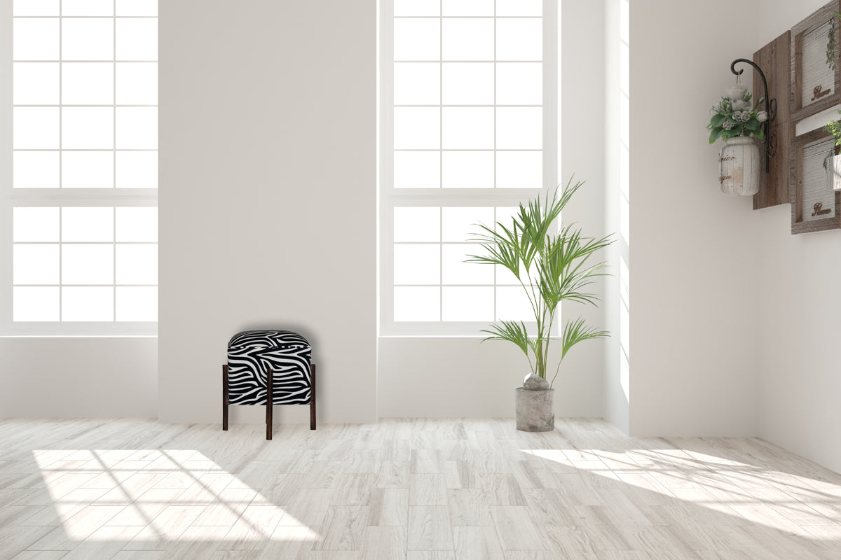 Zebra Solid Wood Footstool