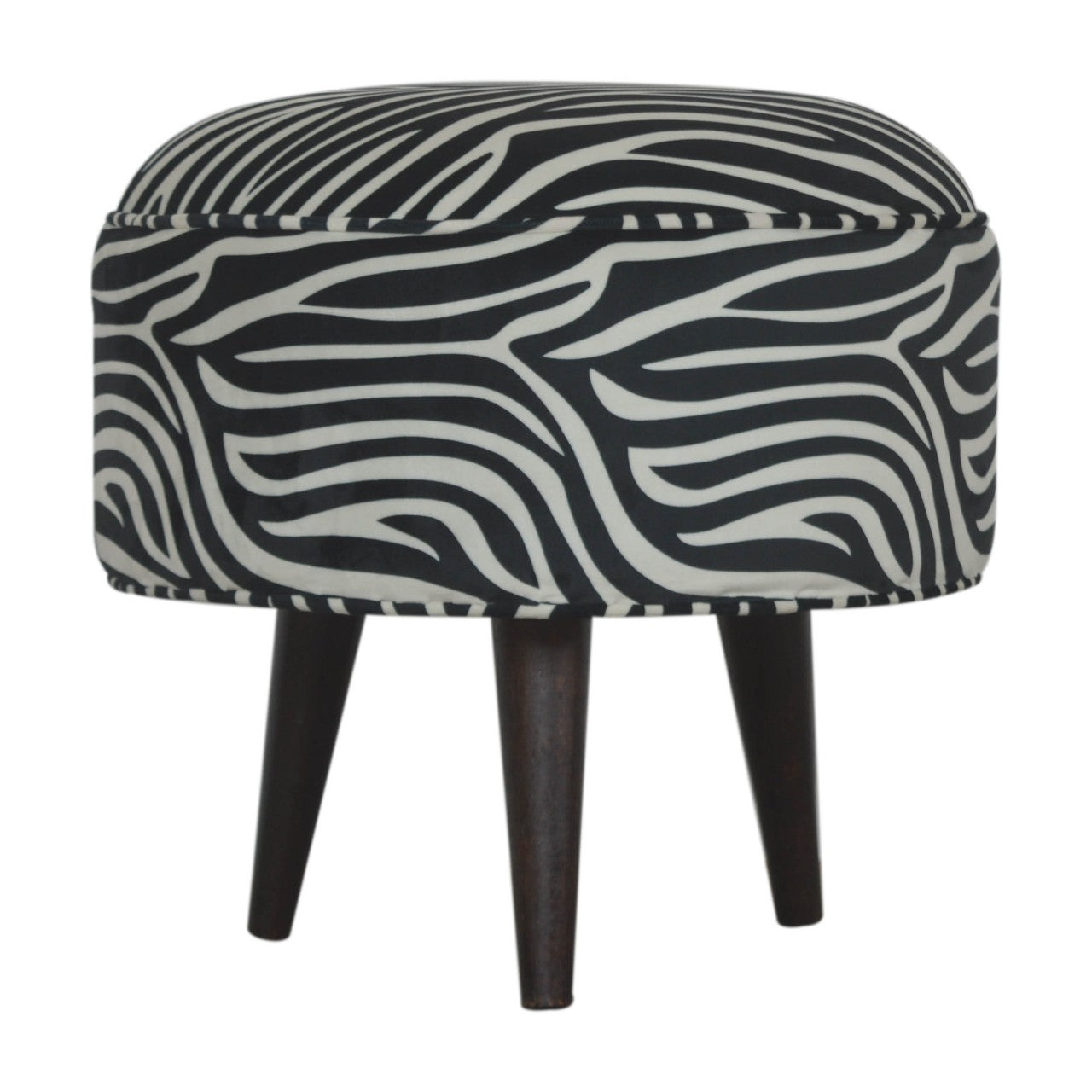 Artisan Zebra Nordic Style Wooden Footstool