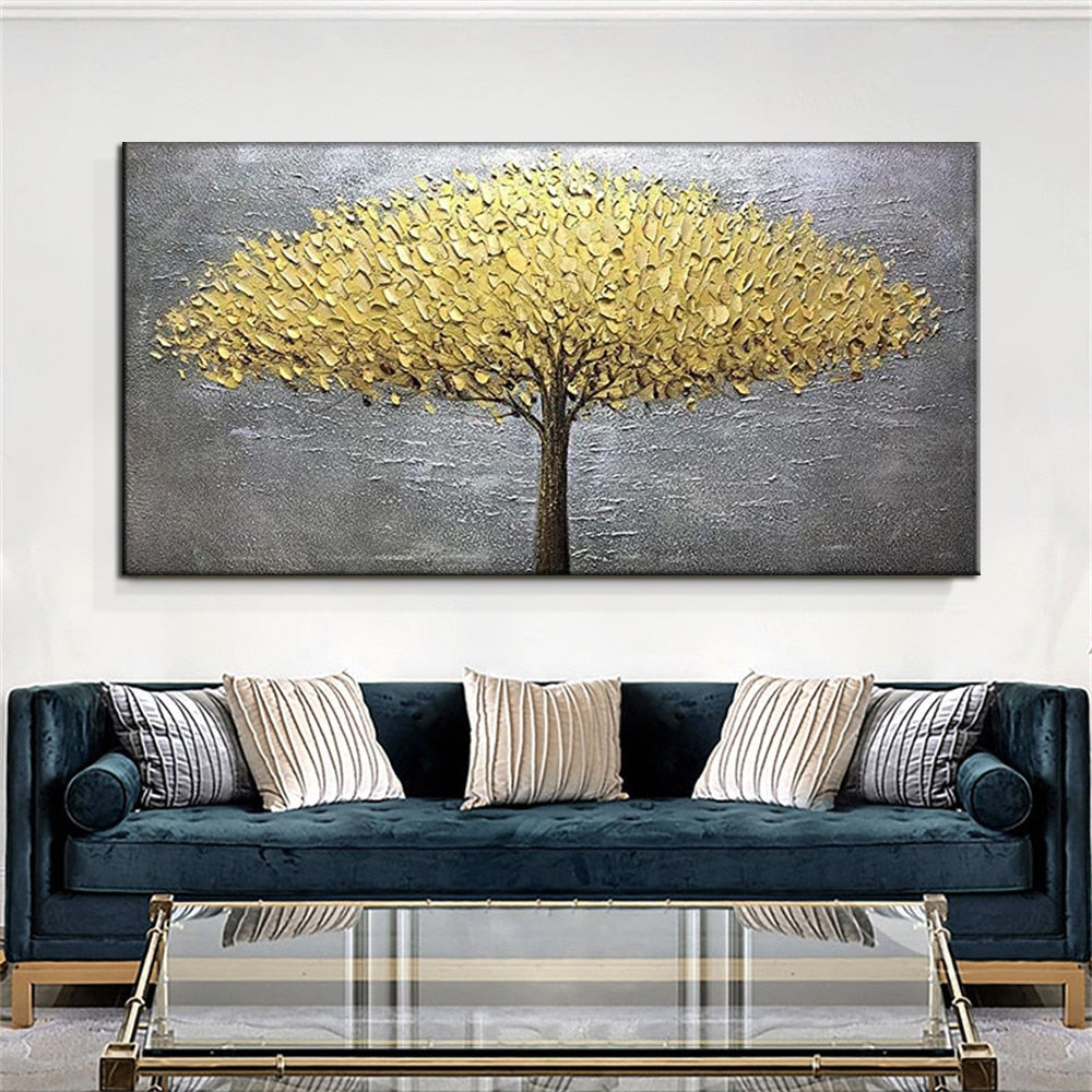 Gold and silver hand painted tree on quality canvas