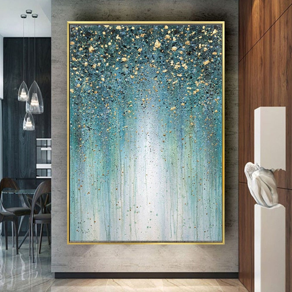 Abstract painting in blue and green with golden | Home Accessorie – My ...