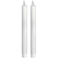 Pair of White Luxe Flickering Flame LED Wax Dinner Candles