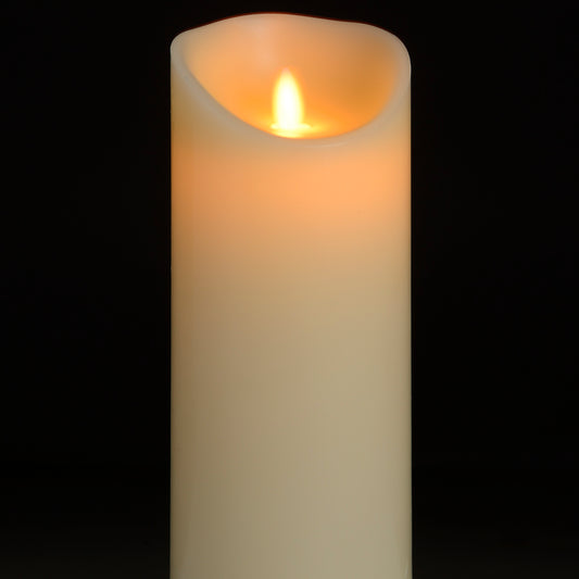 Luxe Collection 3.5 x 9 Cream Flickering Flame LED Wax Candle