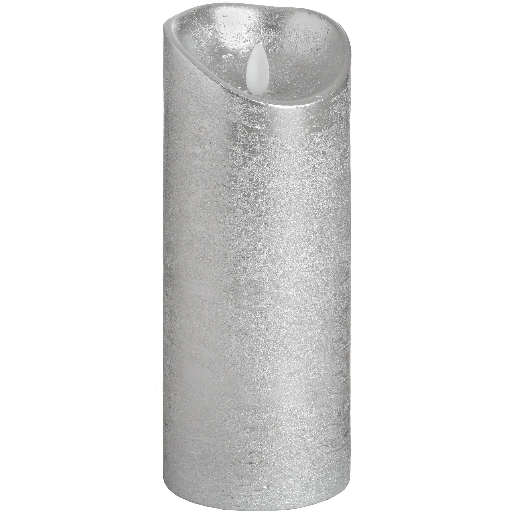 Luxe Collection 3.5 x 9 Silver Flicker Flame LED Wax Candle
