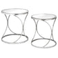 Silver curved design set of 2 side tables