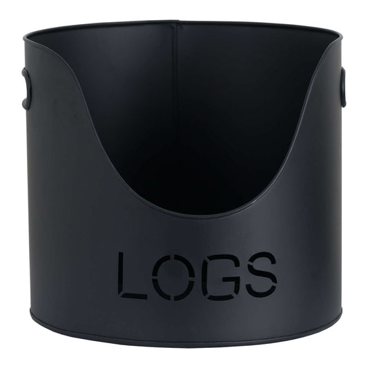 Black Finish Logs and Kindling Buckets with Matchstick Holder