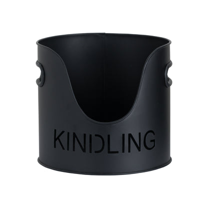 Black Finish Logs and Kindling Buckets with Matchstick Holder