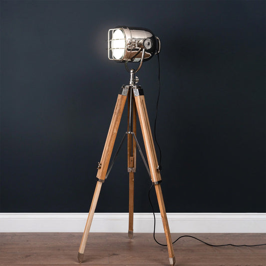 Spotlight nickel tripod lamp