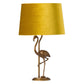 Antique gold flamingo lamp with mustard velvet shade