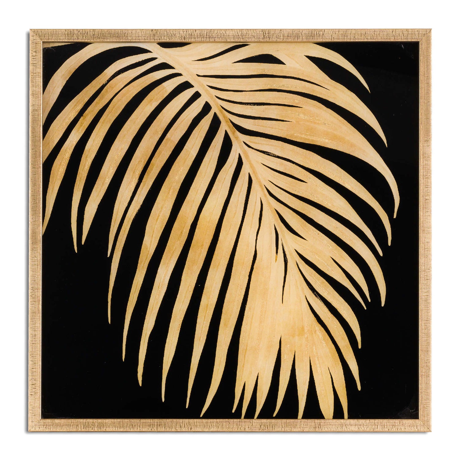 Metallic palm glass image in gold frame