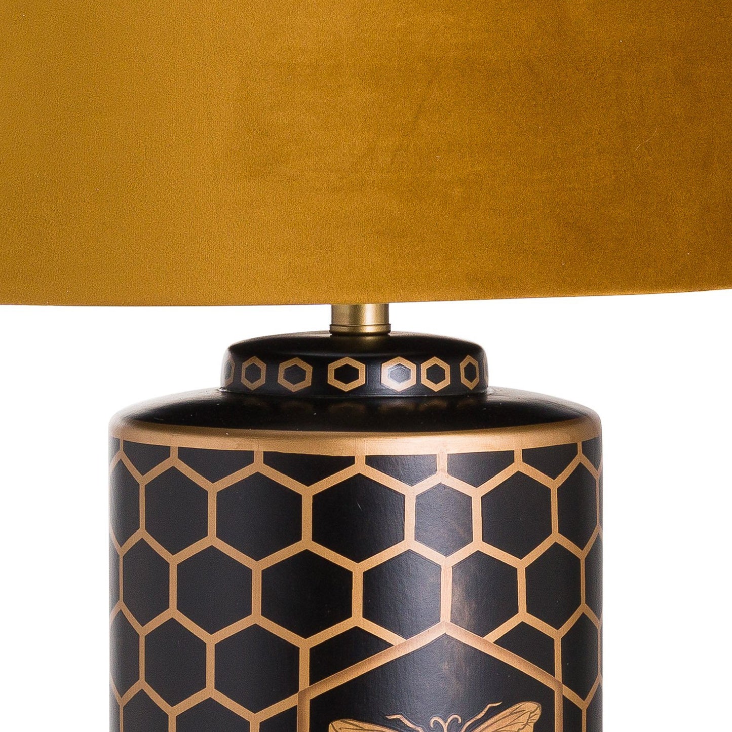 Harlow bee table lamp with mustard shade