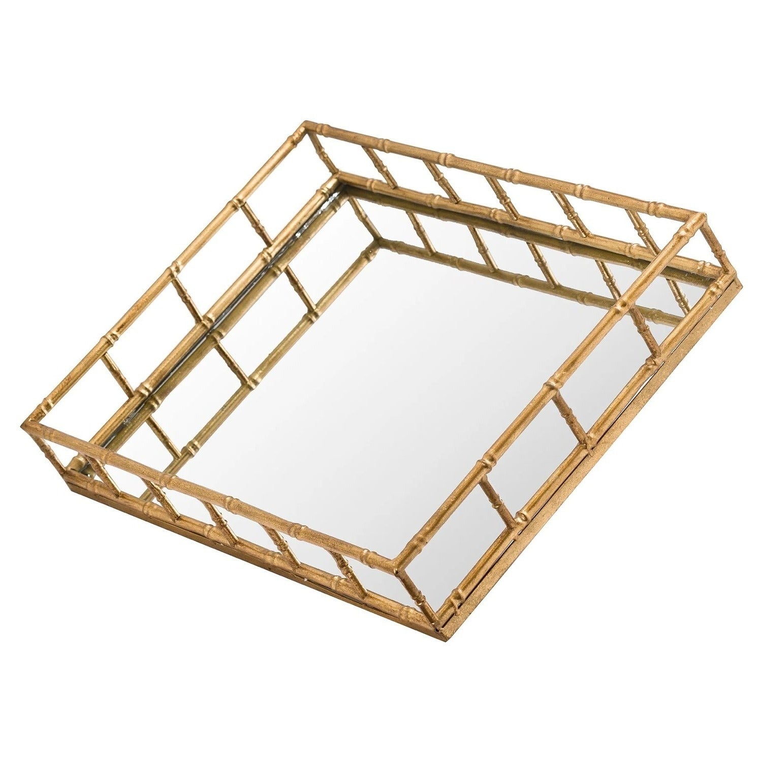 Mirrored glass rectangular tray