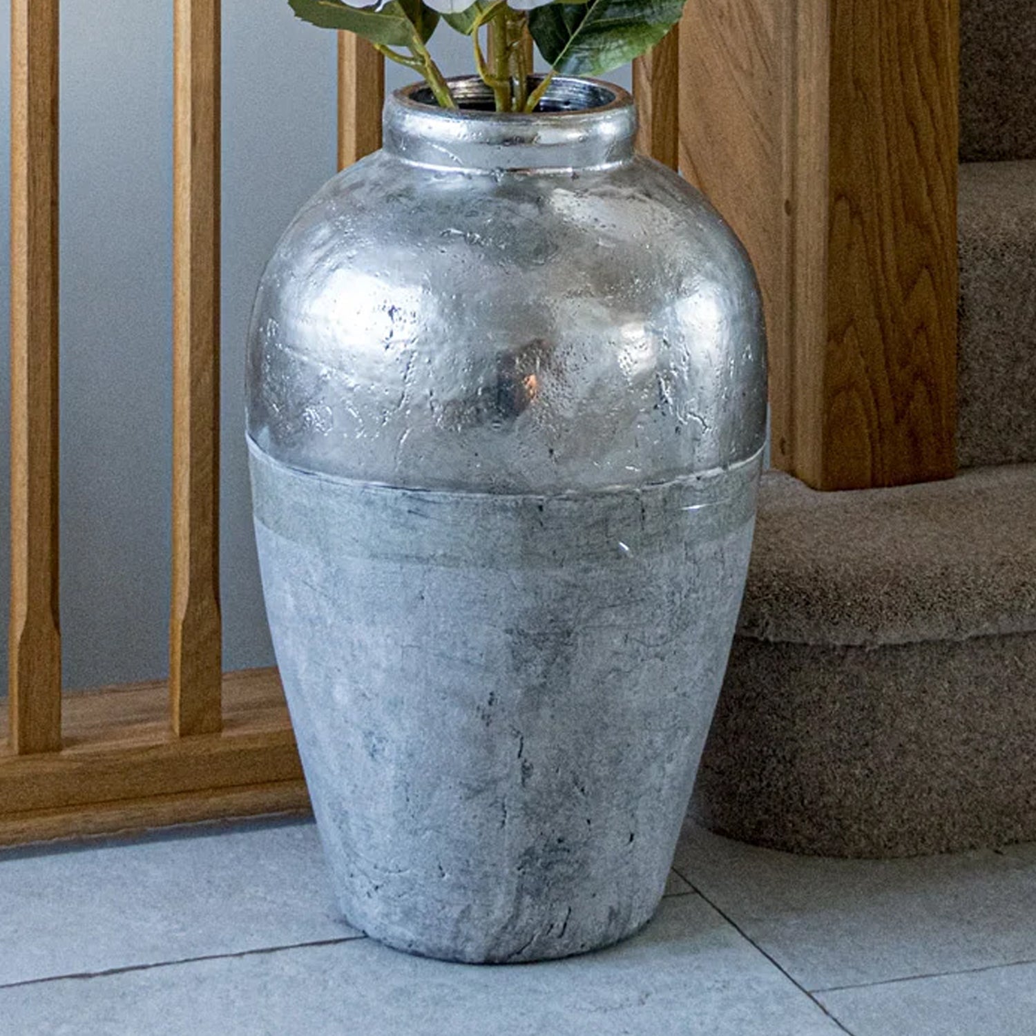 Metallic dipped tall juniper vase