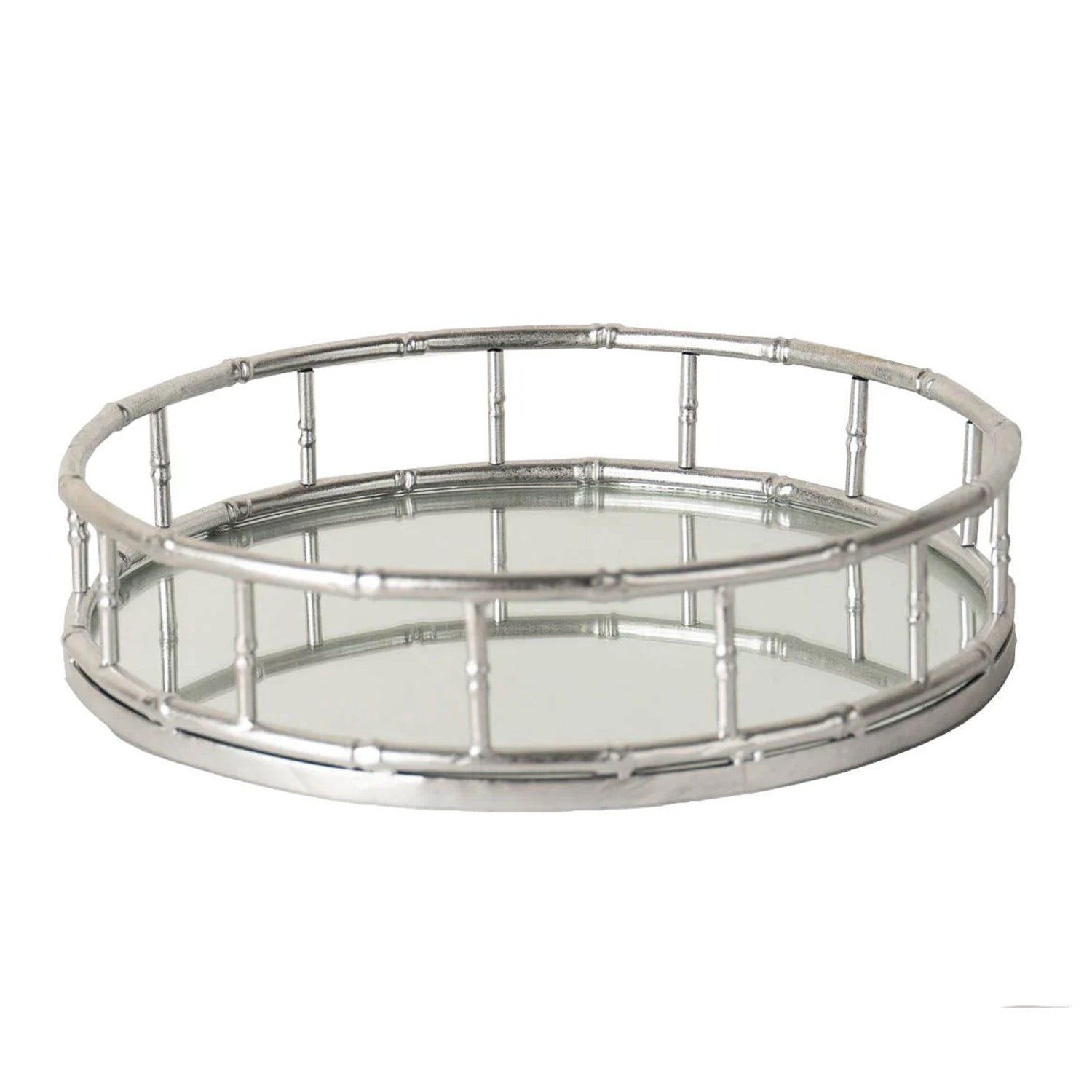 Silver mirrored circular tray