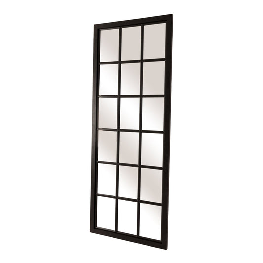 Tall black wooden window mirror