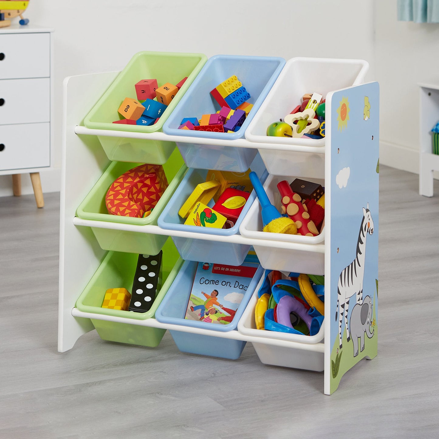Safari Storage Shelf with Plastic Storage Boxes by Liberty House Toys