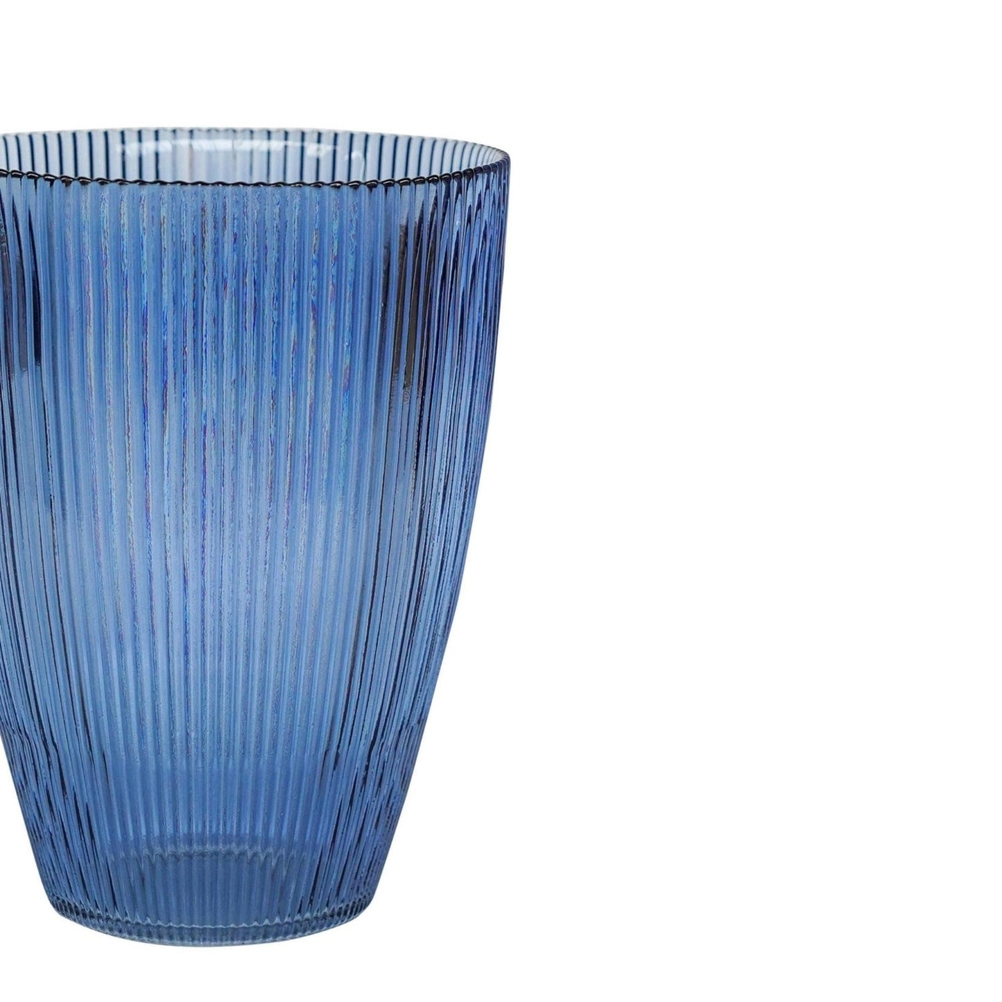 Tall Ribbed Decorative Glass Vase