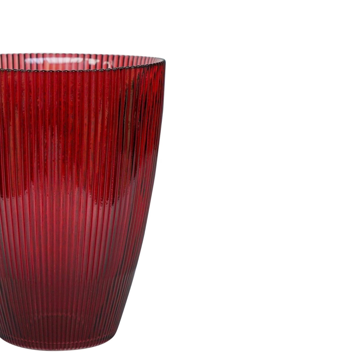 Tall Ribbed Decorative Glass Vase