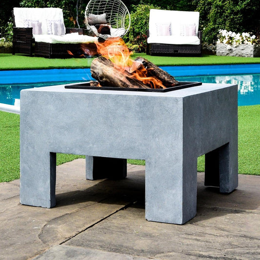Cement Square Firebowl & Square Console by Ivyline