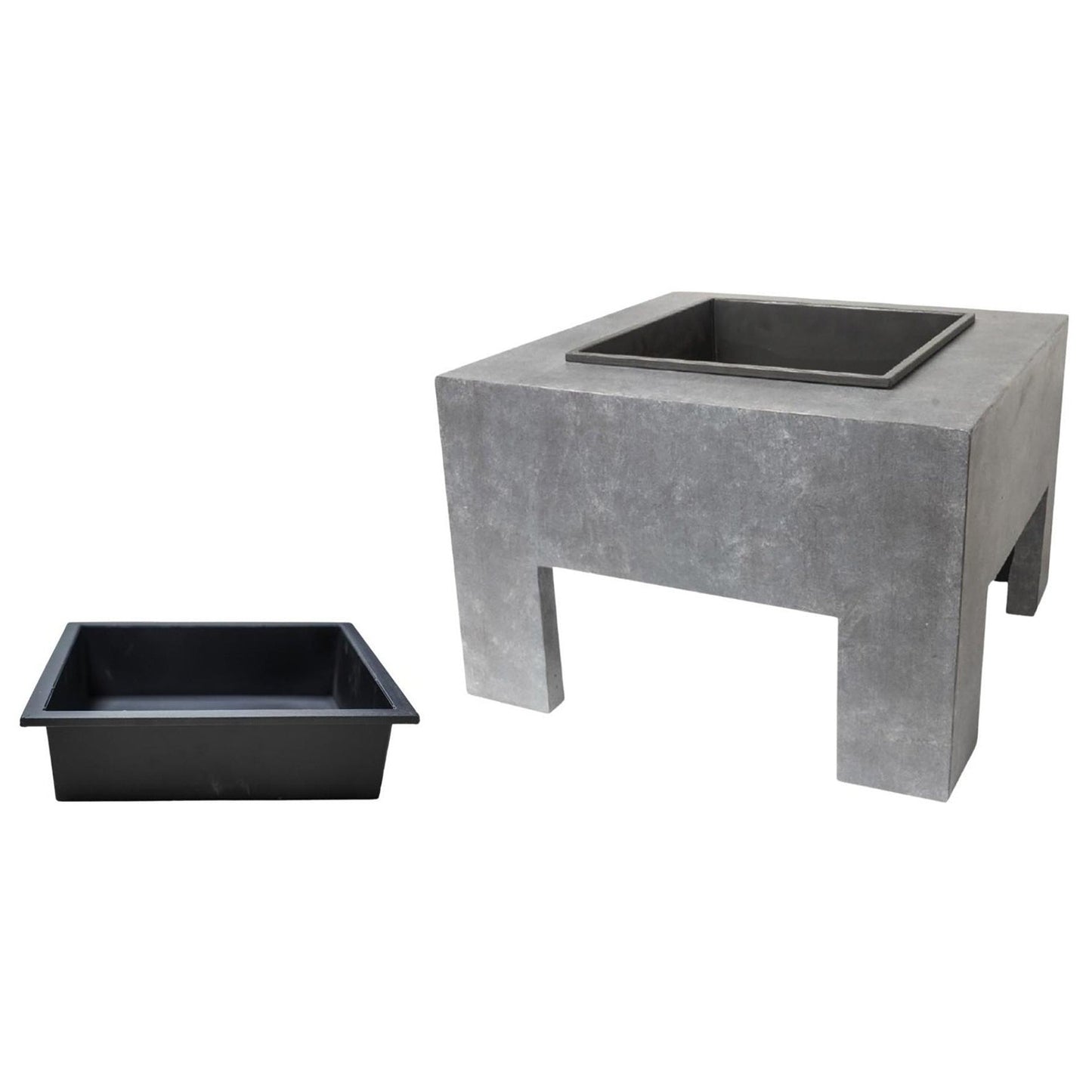Cement Square Firebowl & Square Console by Ivyline