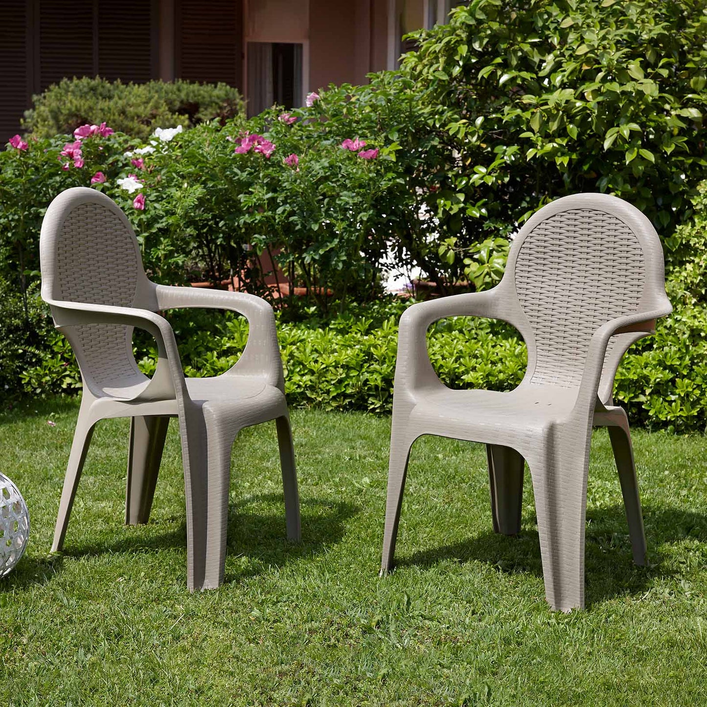 Set of 2 Intrecciata Medium Back Rattan Garden Armchairs by Scab Design