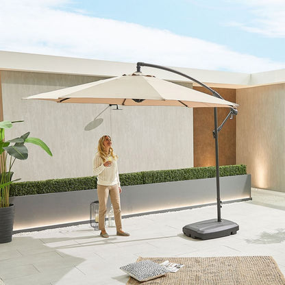 3.0 Mtr Round Aluminium Cantilever Parasol with 130 Ltr Set of 4 Water Fill Base