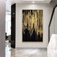 Abstract classical black gold foil hand painted canvas