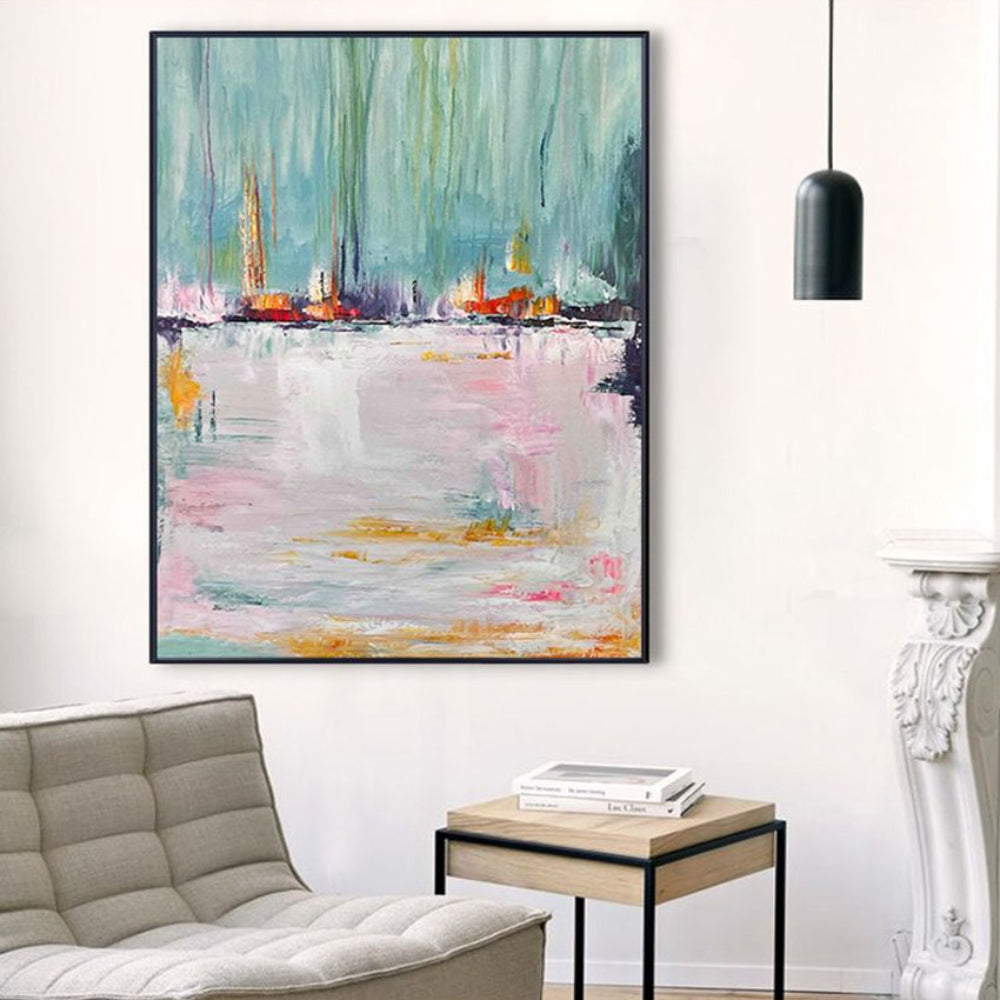 Original skyline abstract landscape canvas in multicolour – My Italian ...