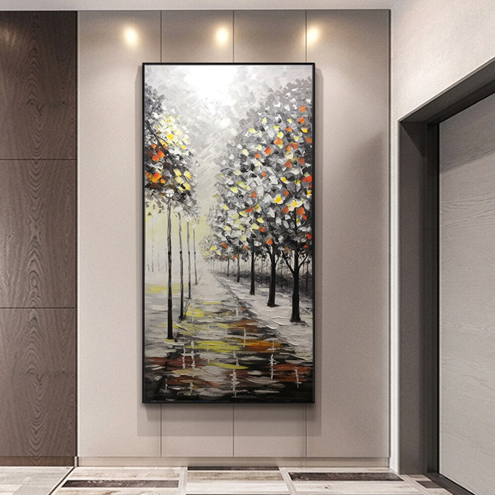 Abstract forest wall art simple hand painted canvas