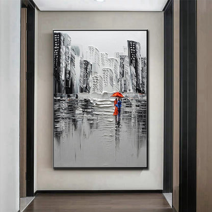 A modern city architecture landscape oil painting canvas