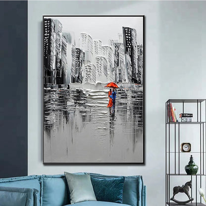 A modern city architecture landscape oil painting canvas