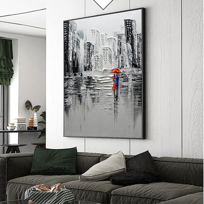 A modern city architecture landscape oil painting canvas