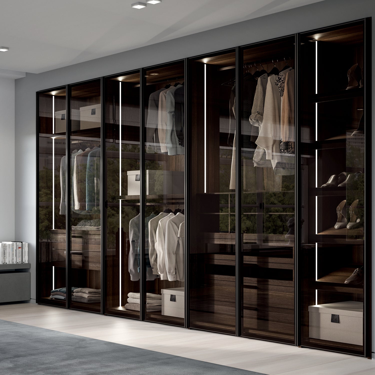 Emotion Up Wardrobe with Glass Up Hinged Doors