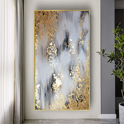 Gold foil oil art hand painted canvas