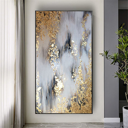 Gold foil oil art hand painted canvas
