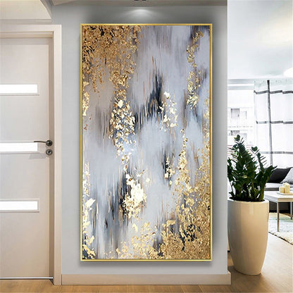 Gold foil oil art hand painted canvas