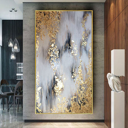 Gold foil oil art hand painted canvas