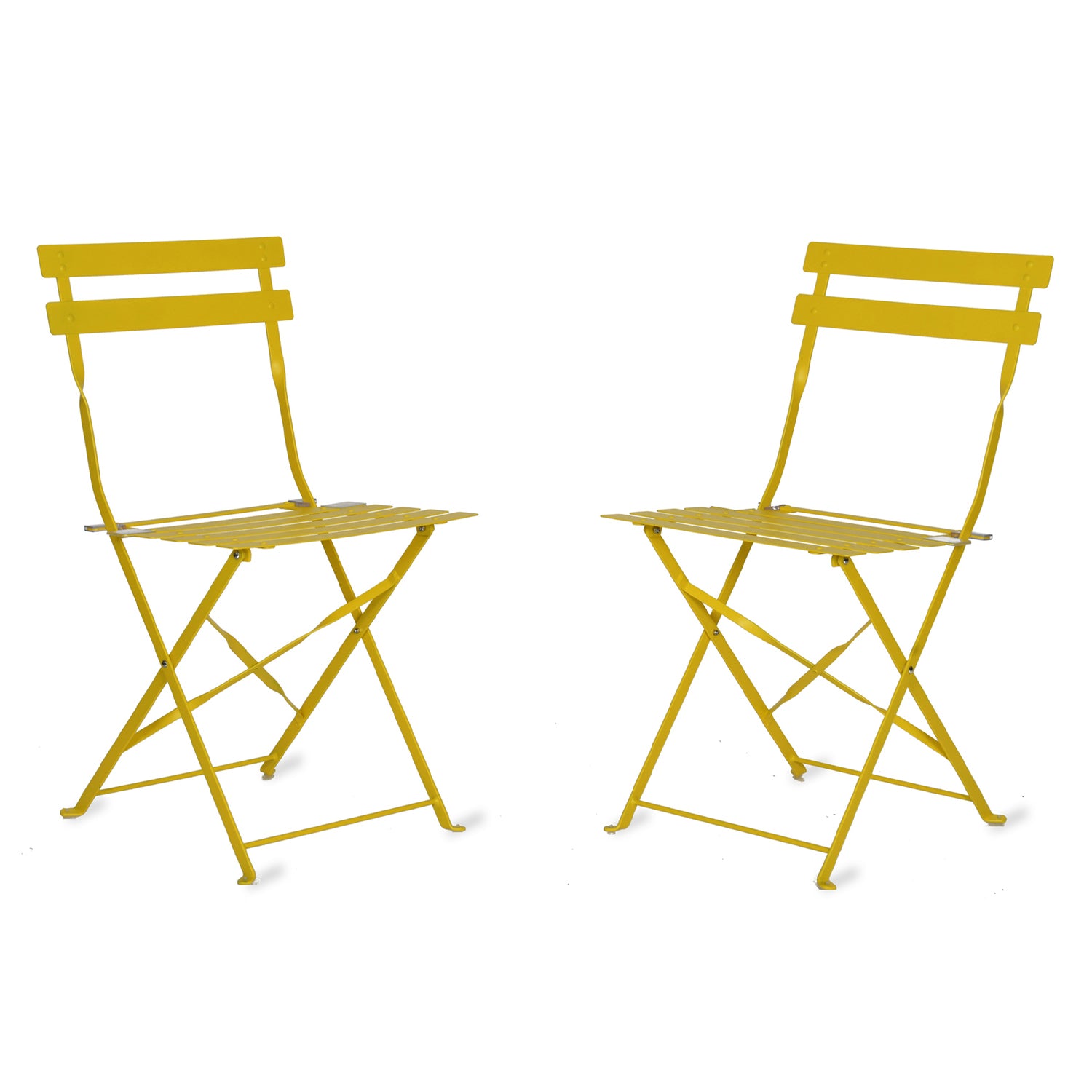 Pair of Bistro Outdoor Chairs in Lemon Steel by Garden Trading