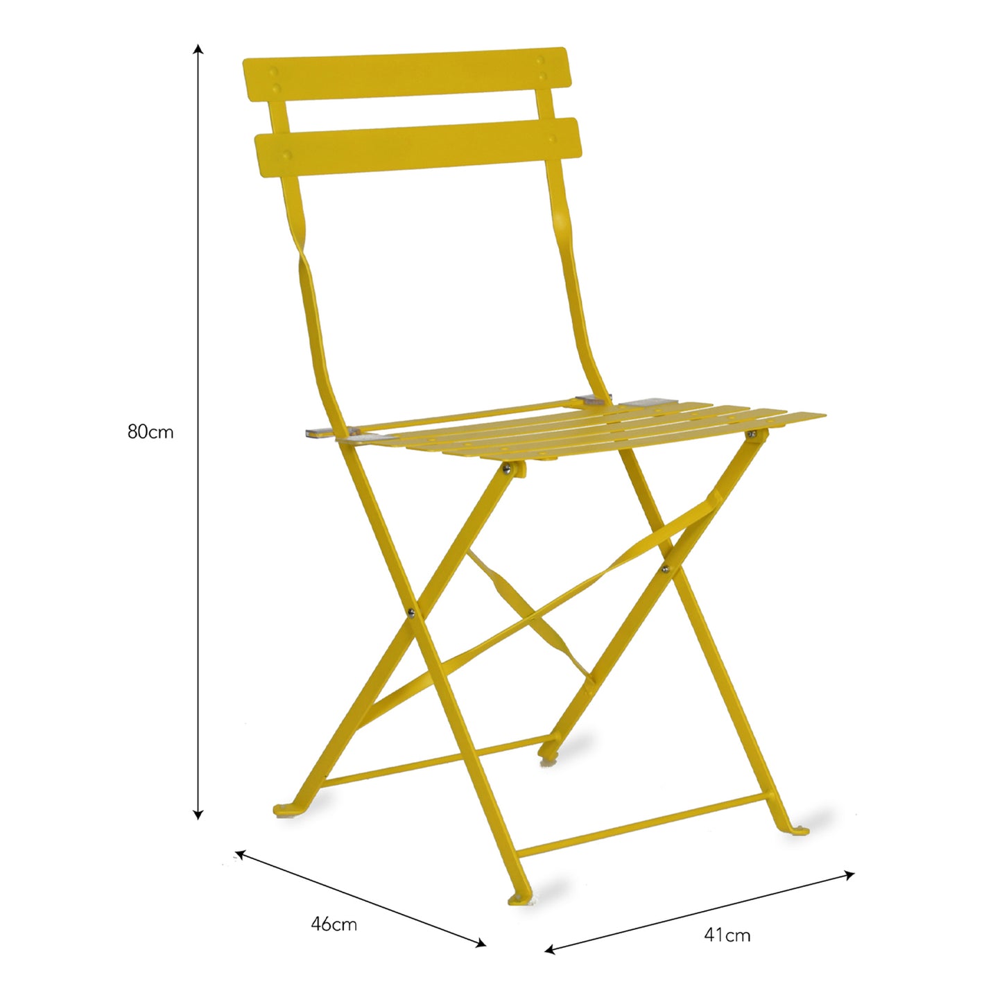 Pair of Bistro Outdoor Chairs in Lemon Steel by Garden Trading
