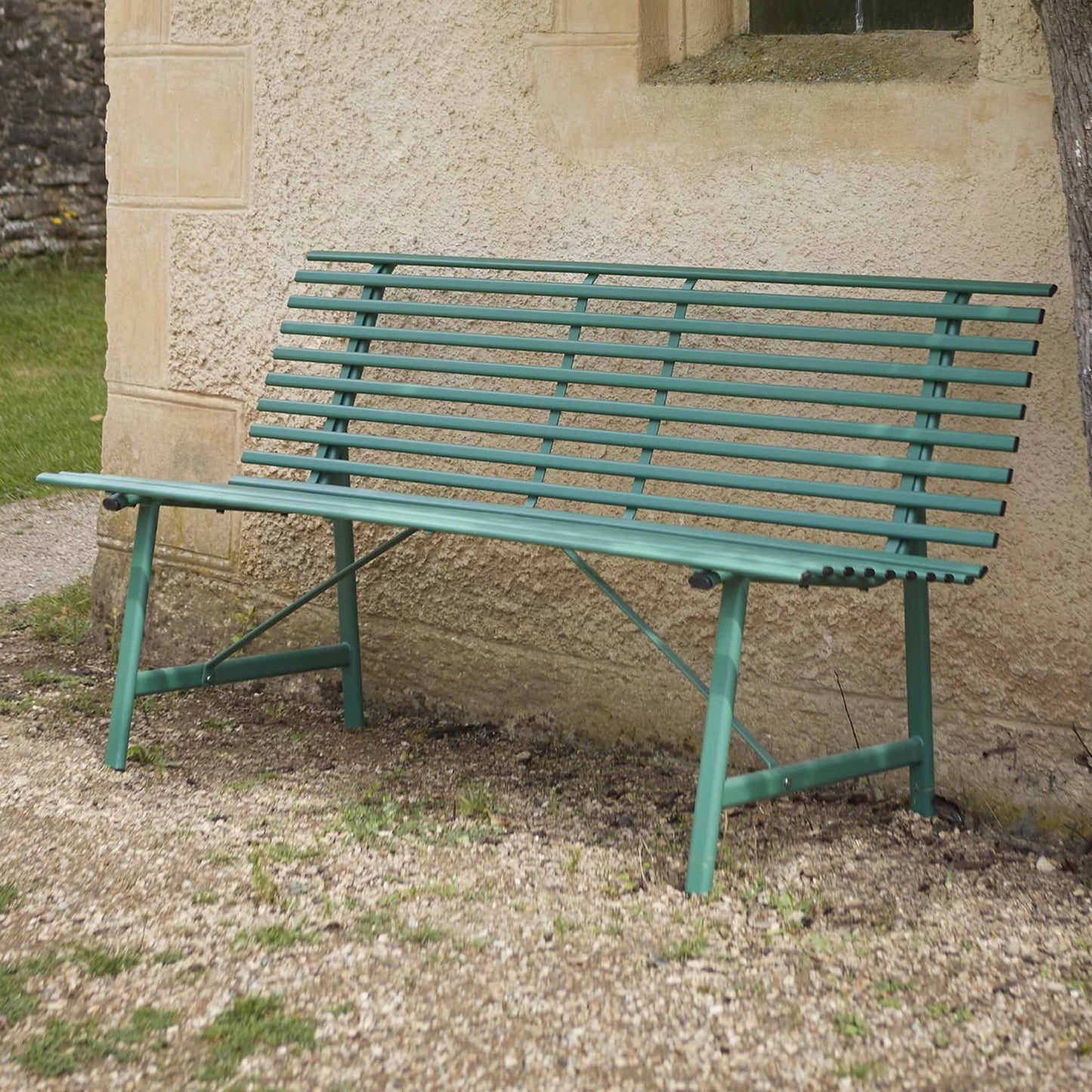 Richmond Outdoor Bench in Foliage Green Steel by Garden Trading