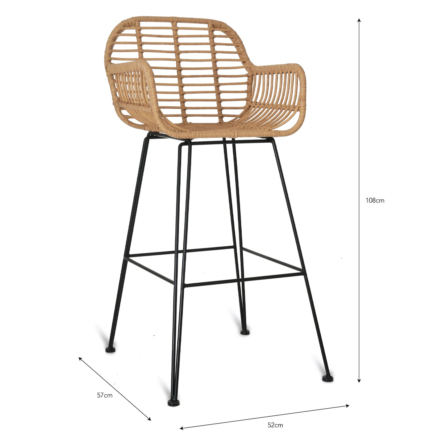 Hampstead Outdoor Bar Stool with Arms PE Bamboo by Garden Trading