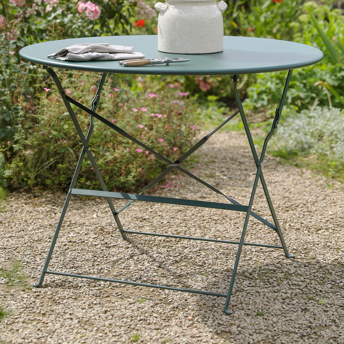 Rive Droite Bistro Table Large Forest Green Steel by Garden Trading