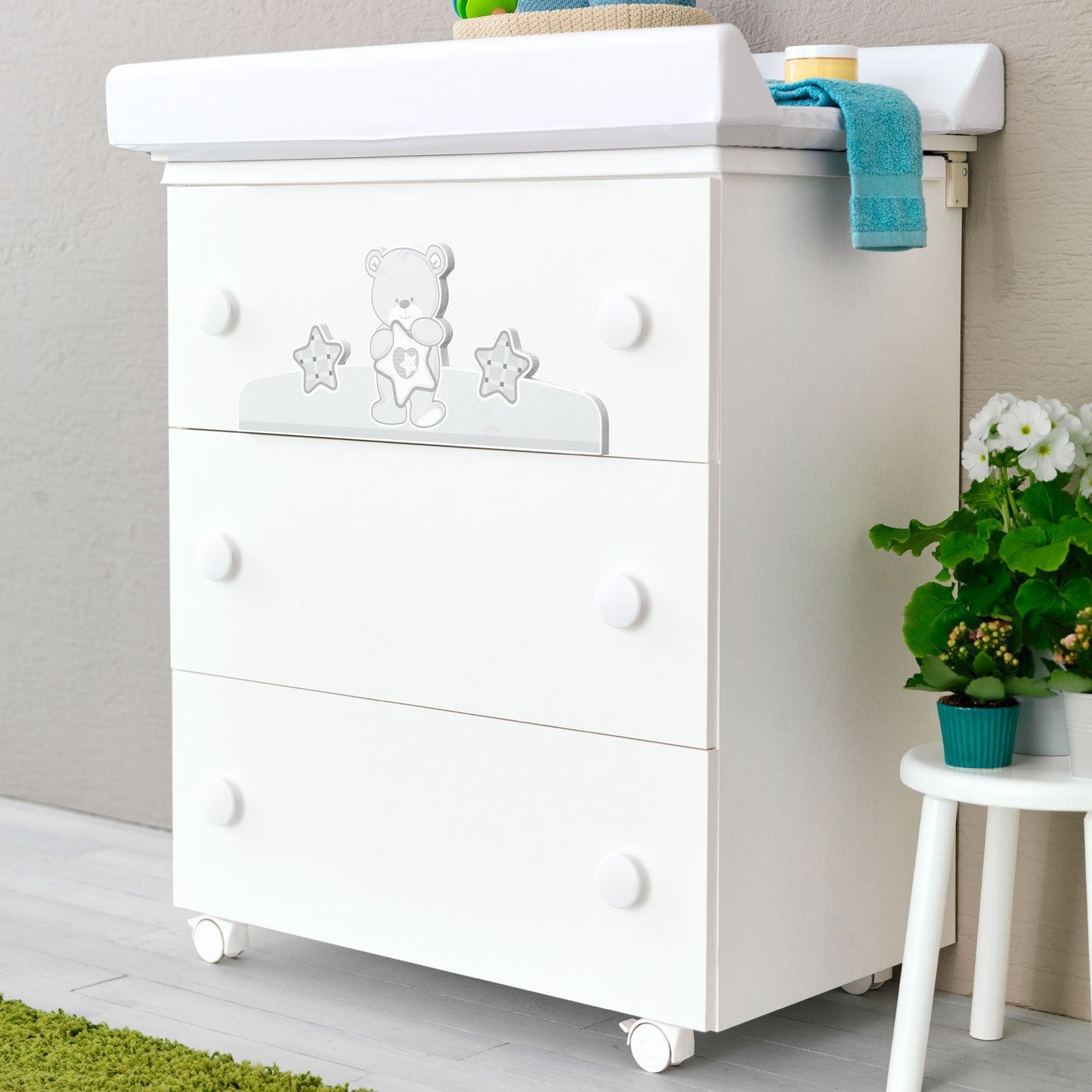 Birba Changing Table Baby Bath with 3 Drawers by Pali
